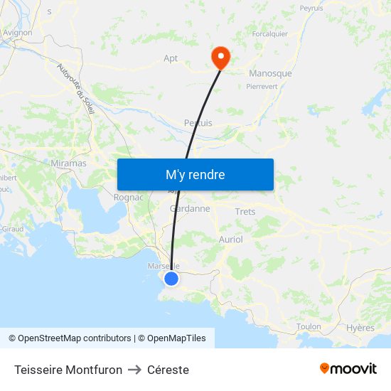 Teisseire Montfuron to Céreste map