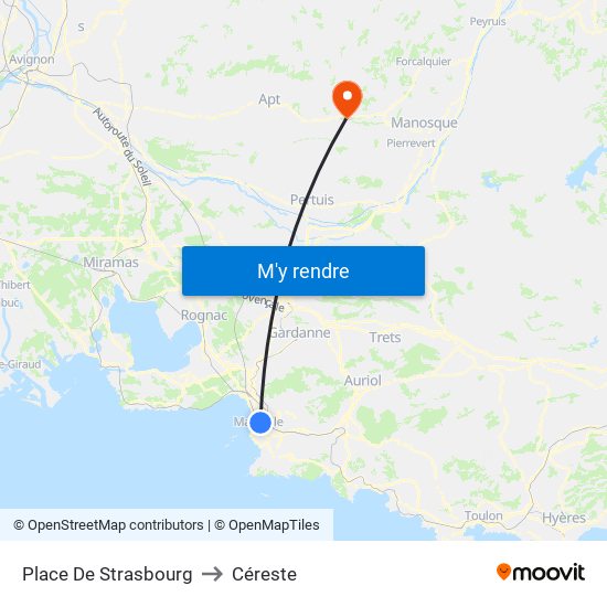 Place De Strasbourg to Céreste map