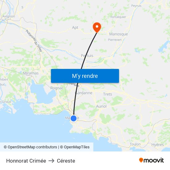 Honnorat Crimée to Céreste map