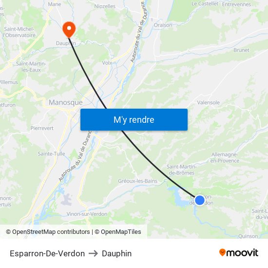 Esparron-De-Verdon to Dauphin map