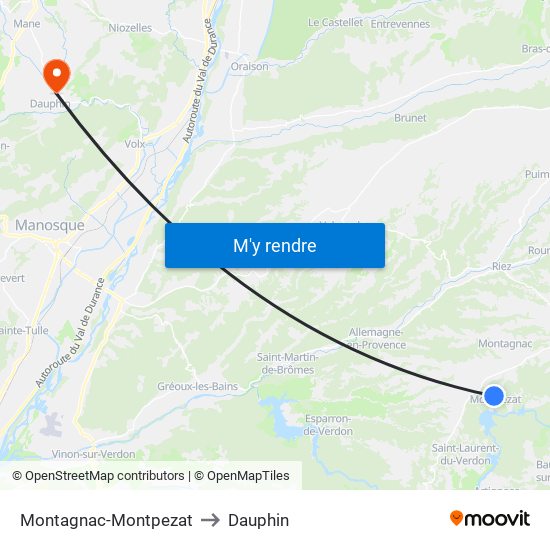 Montagnac-Montpezat to Dauphin map