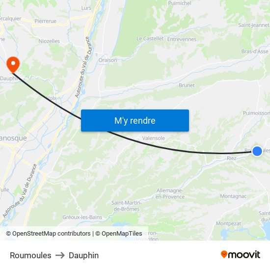Roumoules to Dauphin map