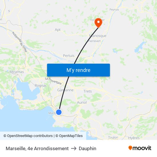 Marseille, 4e Arrondissement to Dauphin map