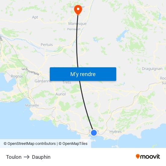 Toulon to Dauphin map