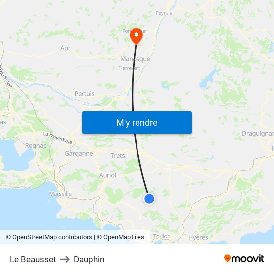 Le Beausset to Dauphin map