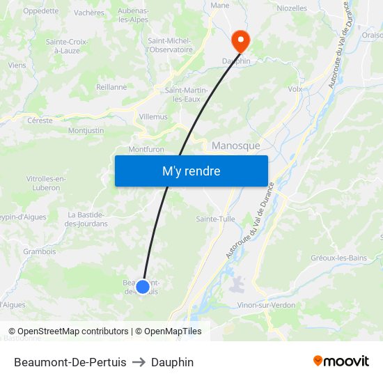 Beaumont-De-Pertuis to Dauphin map
