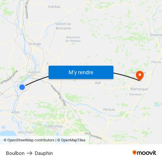 Boulbon to Dauphin map