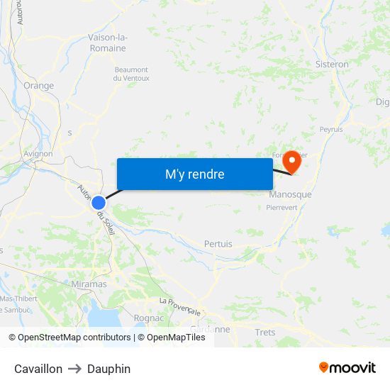 Cavaillon to Dauphin map
