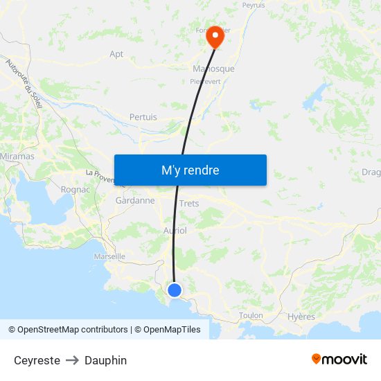 Ceyreste to Dauphin map