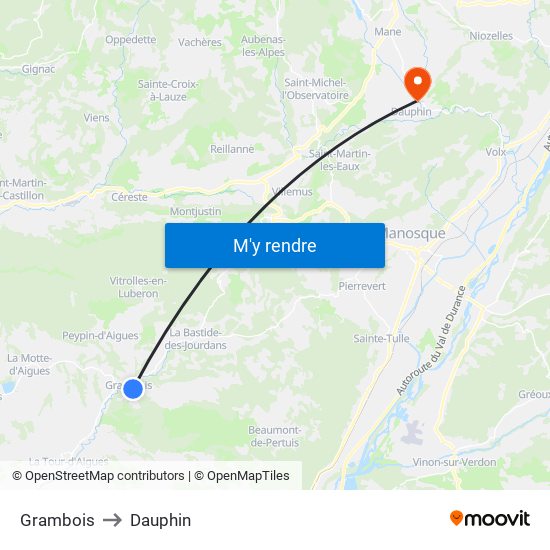 Grambois to Dauphin map