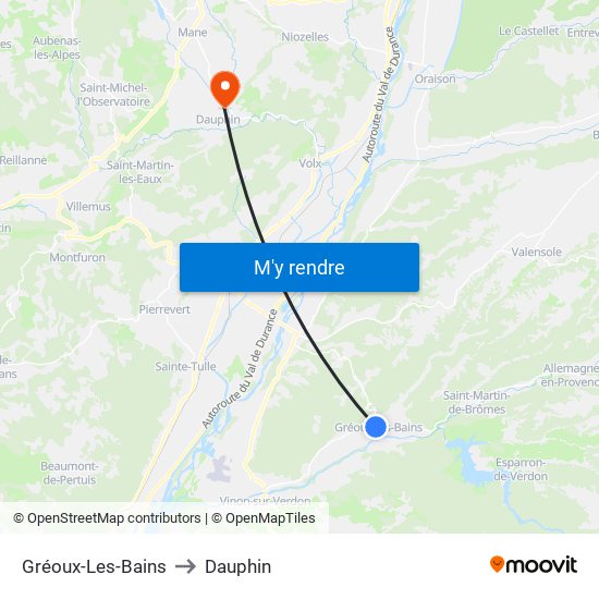 Gréoux-Les-Bains to Dauphin map