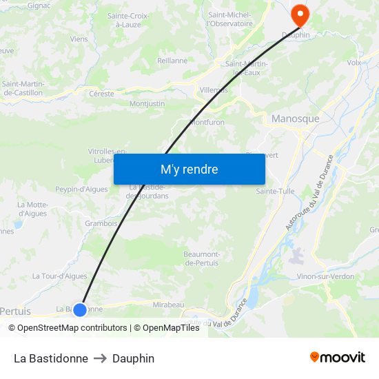 La Bastidonne to Dauphin map