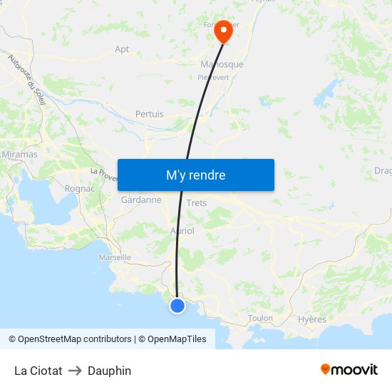 La Ciotat to Dauphin map