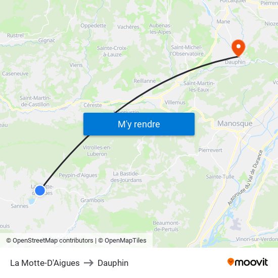 La Motte-D'Aigues to Dauphin map