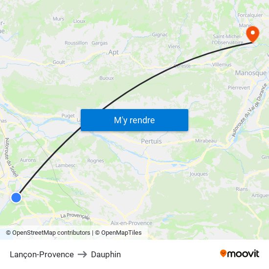 Lançon-Provence to Dauphin map