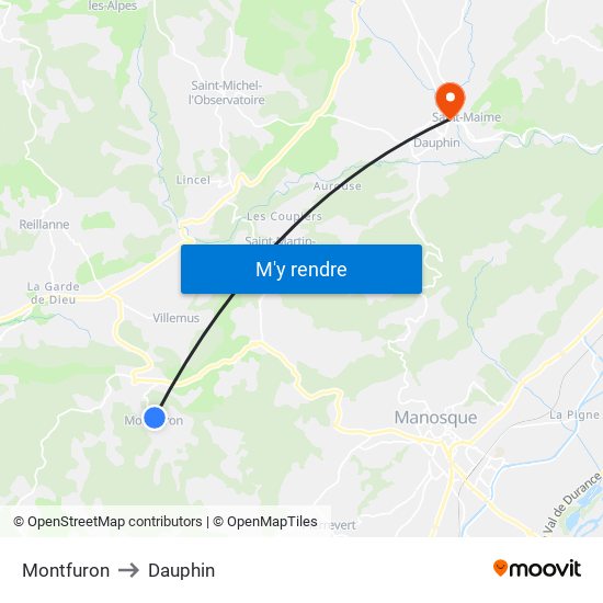 Montfuron to Dauphin map