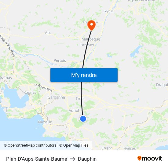 Plan-D'Aups-Sainte-Baume to Dauphin map
