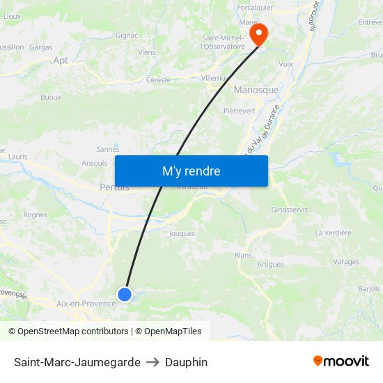Saint-Marc-Jaumegarde to Dauphin map