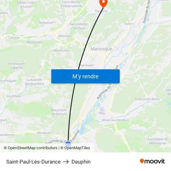 Saint-Paul-Lès-Durance to Dauphin map