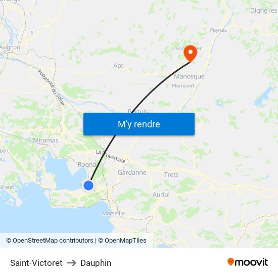 Saint-Victoret to Dauphin map