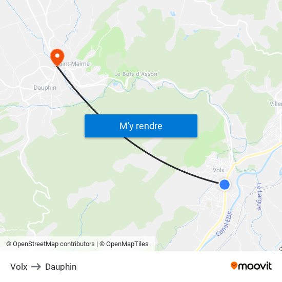 Volx to Dauphin map