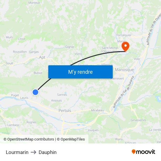 Lourmarin to Dauphin map