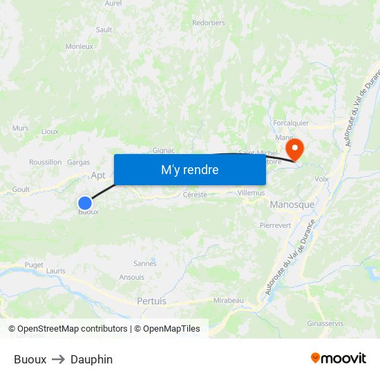 Buoux to Dauphin map