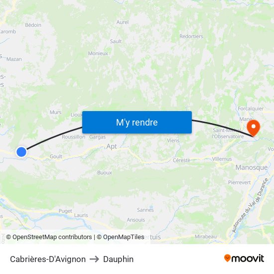 Cabrières-D'Avignon to Dauphin map