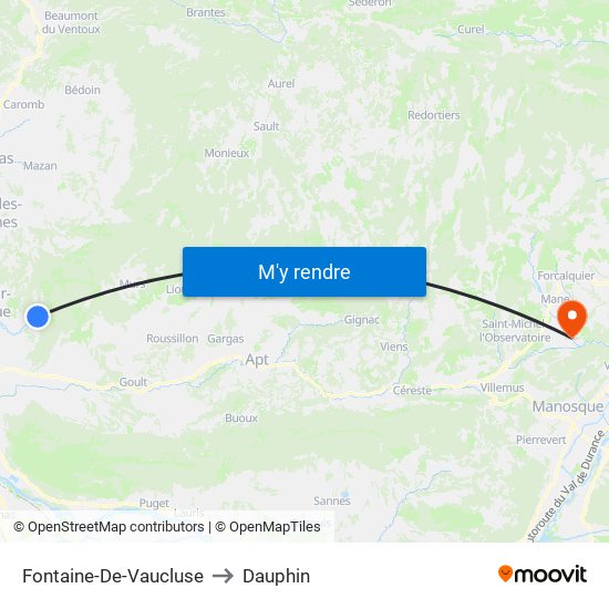 Fontaine-De-Vaucluse to Dauphin map