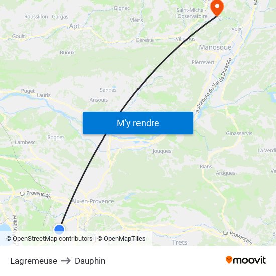 Lagremeuse to Dauphin map