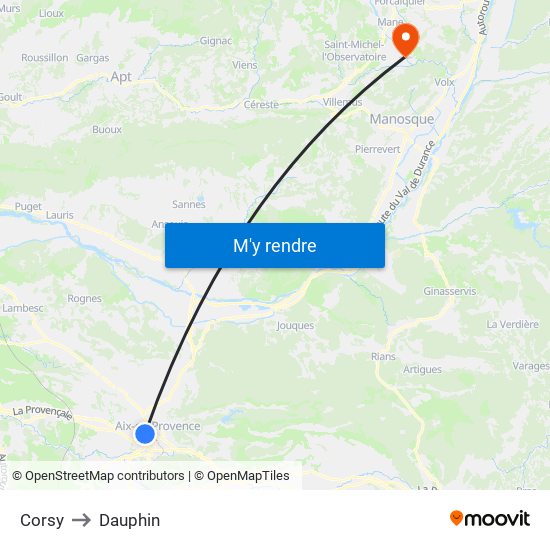 Corsy to Dauphin map