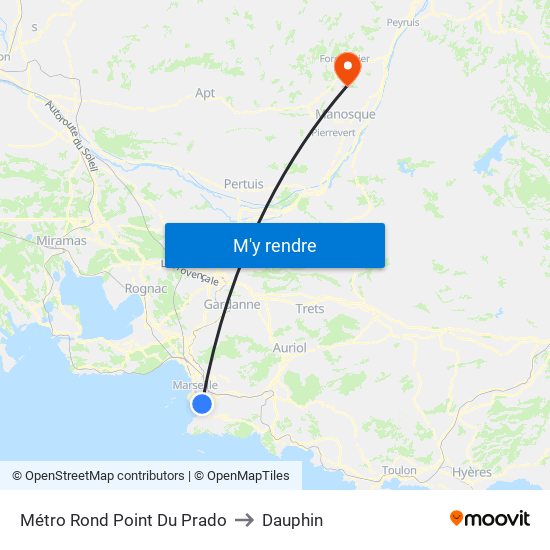 Métro Rond Point Du Prado to Dauphin map