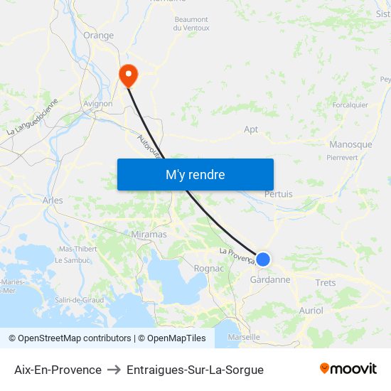 Aix-En-Provence to Entraigues-Sur-La-Sorgue map