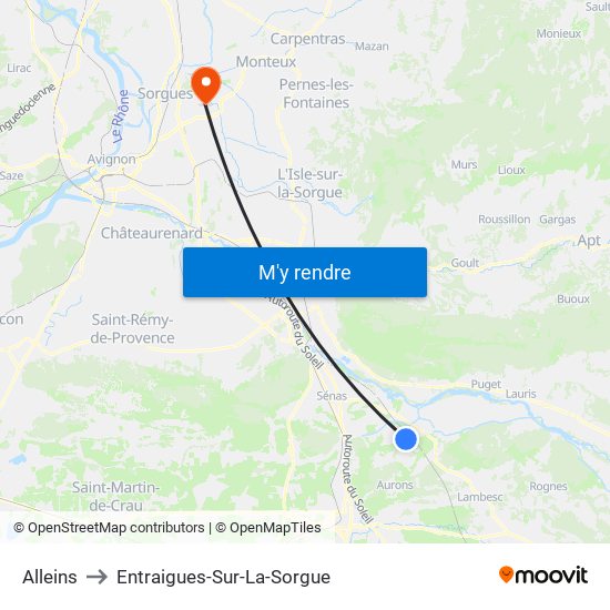 Alleins to Entraigues-Sur-La-Sorgue map