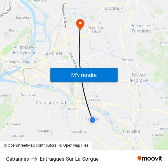 Cabannes to Entraigues-Sur-La-Sorgue map