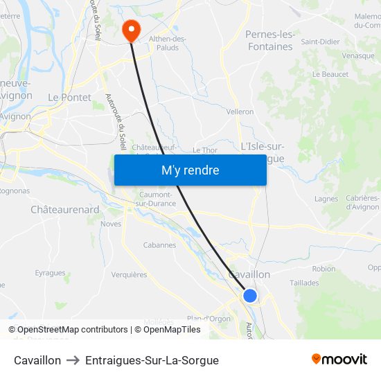 Cavaillon to Entraigues-Sur-La-Sorgue map