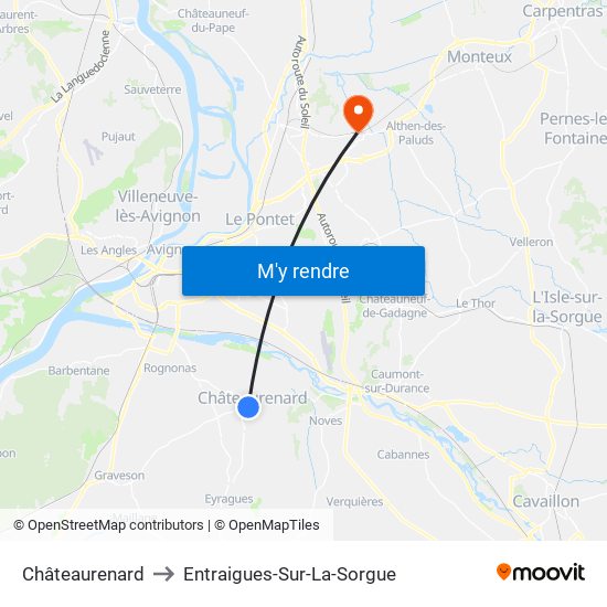 Châteaurenard to Entraigues-Sur-La-Sorgue map