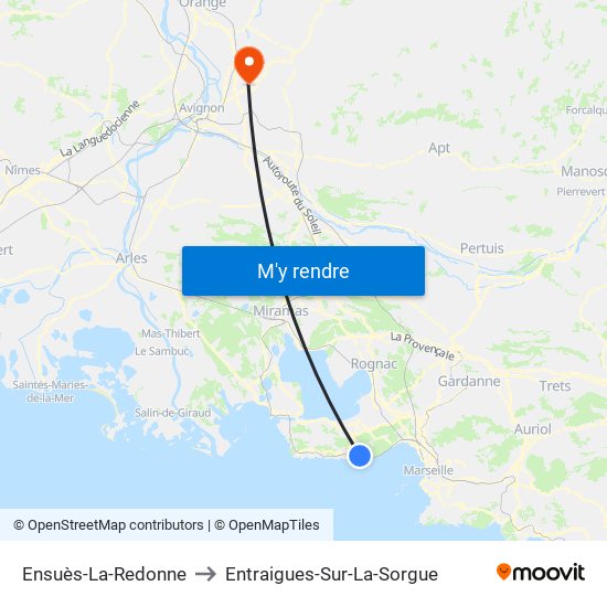 Ensuès-La-Redonne to Entraigues-Sur-La-Sorgue map
