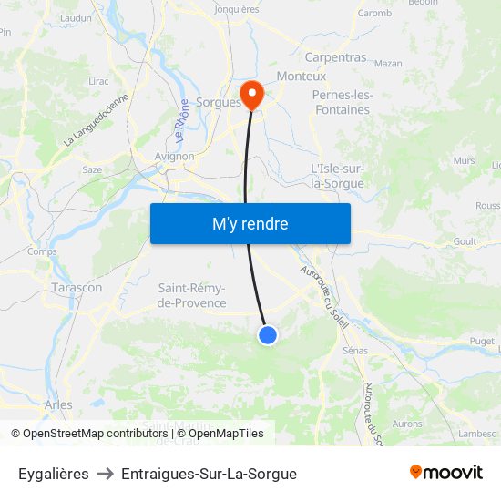 Eygalières to Entraigues-Sur-La-Sorgue map