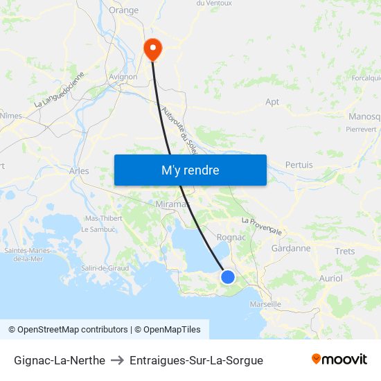 Gignac-La-Nerthe to Entraigues-Sur-La-Sorgue map