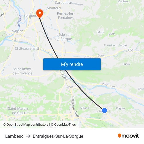Lambesc to Entraigues-Sur-La-Sorgue map