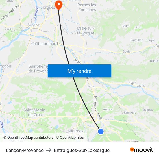 Lançon-Provence to Entraigues-Sur-La-Sorgue map