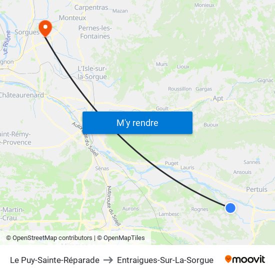 Le Puy-Sainte-Réparade to Entraigues-Sur-La-Sorgue map
