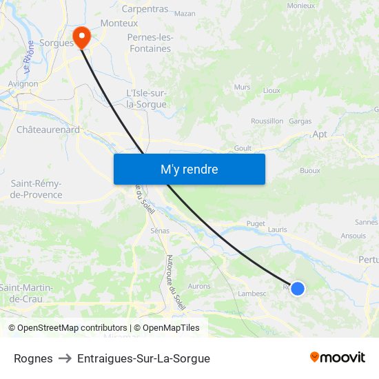 Rognes to Entraigues-Sur-La-Sorgue map