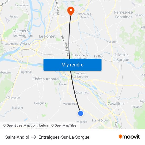 Saint-Andiol to Entraigues-Sur-La-Sorgue map
