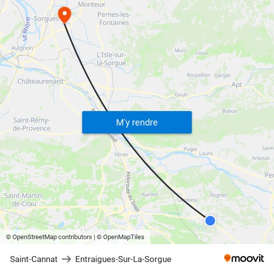 Saint-Cannat to Entraigues-Sur-La-Sorgue map