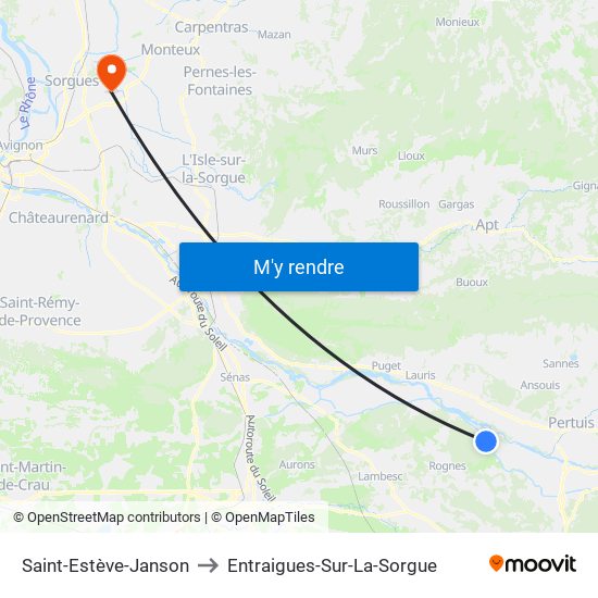 Saint-Estève-Janson to Entraigues-Sur-La-Sorgue map