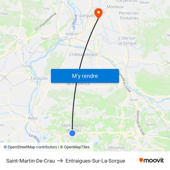 Saint-Martin-De-Crau to Entraigues-Sur-La-Sorgue map