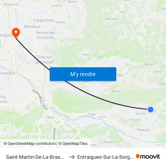 Saint-Martin-De-La-Brasque to Entraigues-Sur-La-Sorgue map