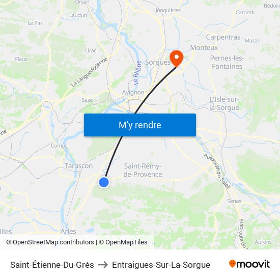 Saint-Étienne-Du-Grès to Entraigues-Sur-La-Sorgue map